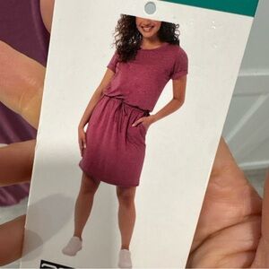 32 Degrees Cool Pink drawstring waist spring casual short sleeve dress sz XL